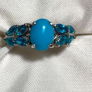 Real Sleeping Beauty w/ Paraiba colored Apatite Sz 5